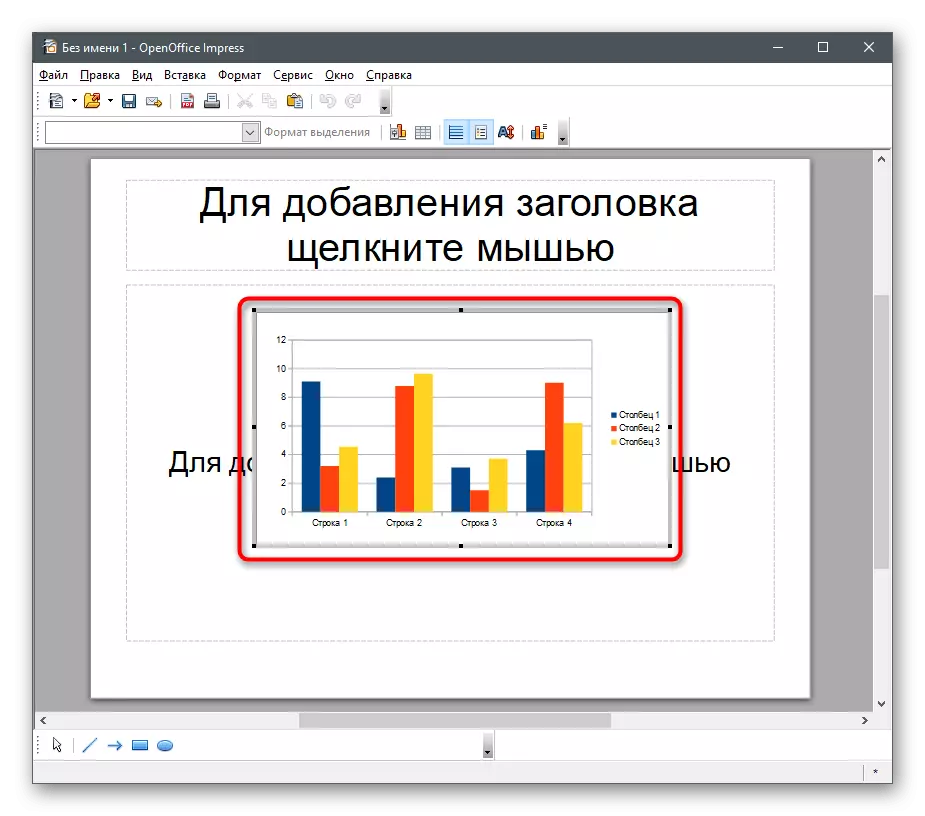 Objecte d'inserció amb èxit per crear un gràfic circular a OpenOffice Impress