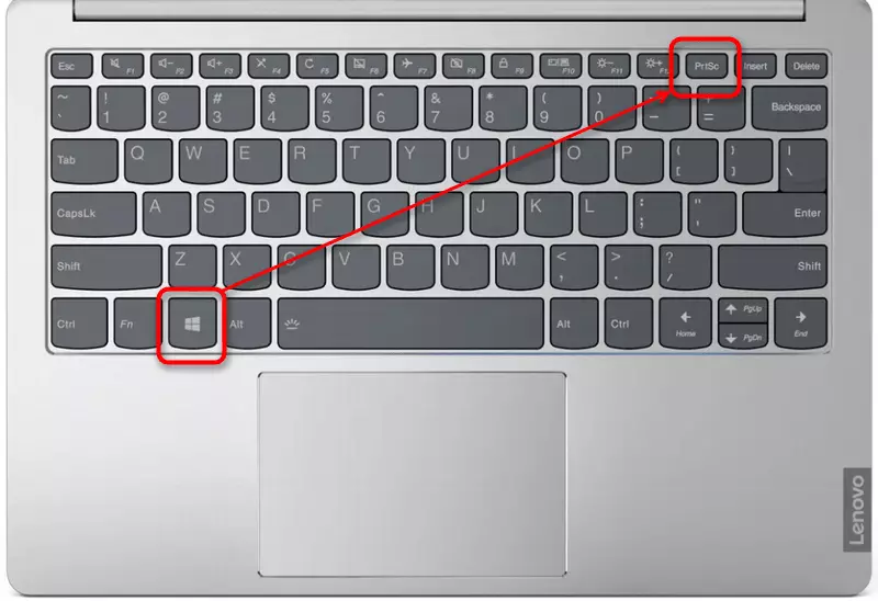 Klaviatuuri otsetee ekraanipiltide loomiseks standardse vahenditega Lenovo sülearvuti vahetu säilitamisega