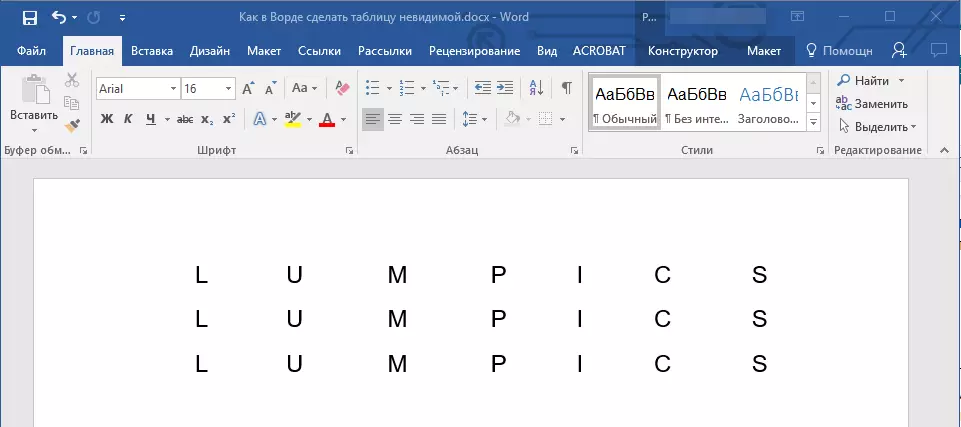 Onsigbare Table in Word