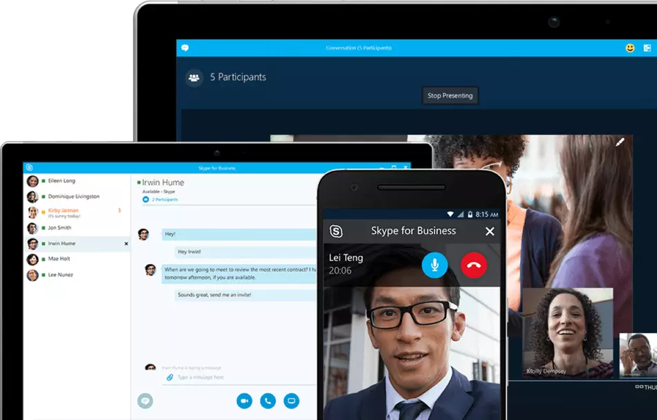 Organización de la comunicación en el programa Skype para empresas en la empresa.