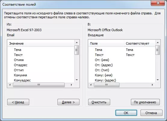 Az Outlook 2010 mező megfelelésének beállítása