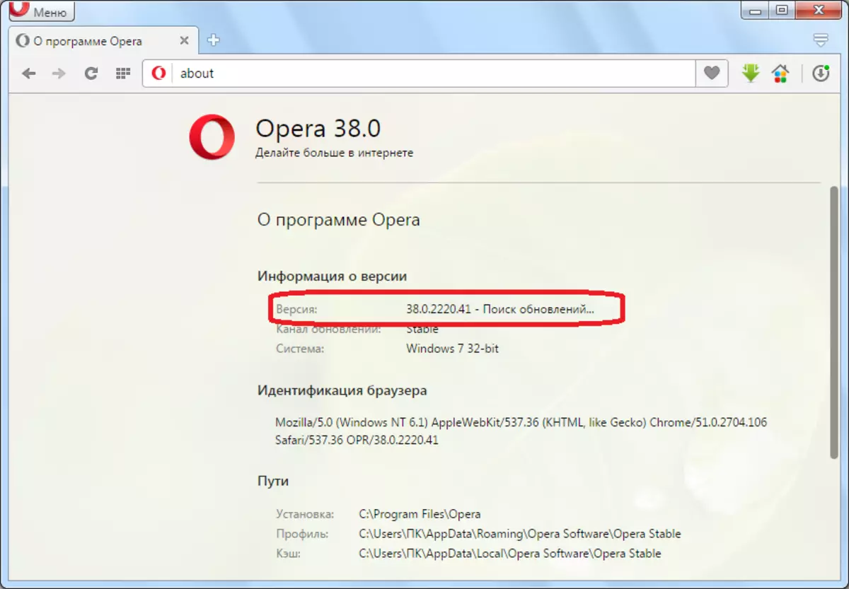 Opera瀏覽器更新和搜索服務