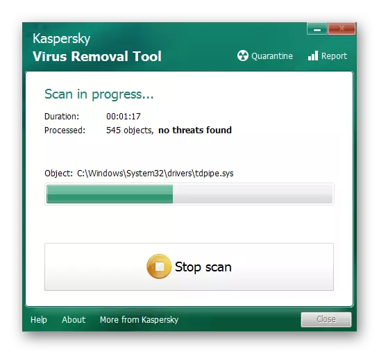 विंडोज 7 मधील 0xC004e003 कोडसह सक्रियता त्रुटी सोडवण्यासाठी व्हायरसची तपासणी करा