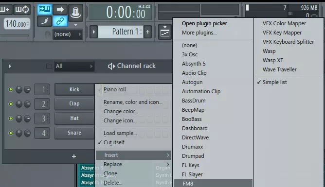 Tilføj VST-stik i mønster i FL Studio