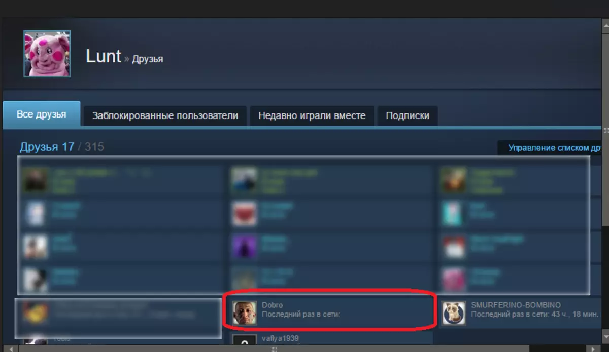 Go to the friend's page in Steam