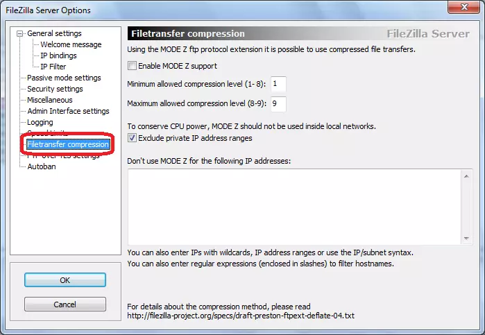 Prijenosa datoteka kompresija softver FileZilla Server