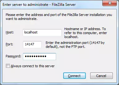 Configuração preliminar do servidor FileZilla