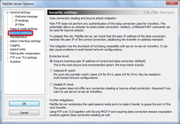 Program Security Settings FileZilla Server