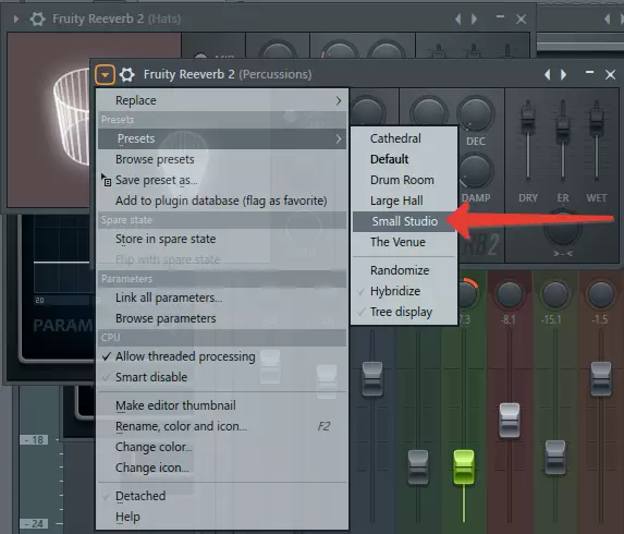 Efectul Reverb pentru percuție în FL Studio
