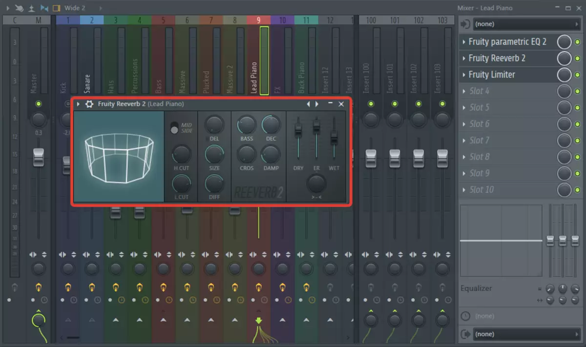 Procesarea melodiei principale (reverb) în FL Studio