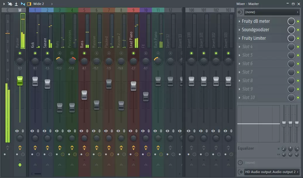 Mixer yn FL Studio