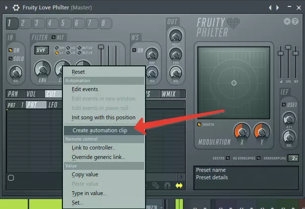 Automatizarea filtrului în FL Studio