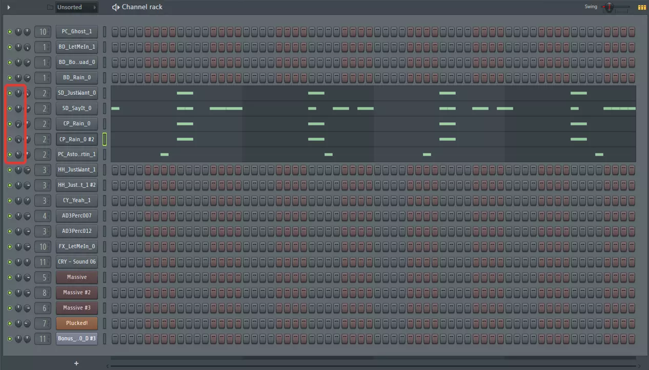 Panorama de sonido (snare) en FL Studio