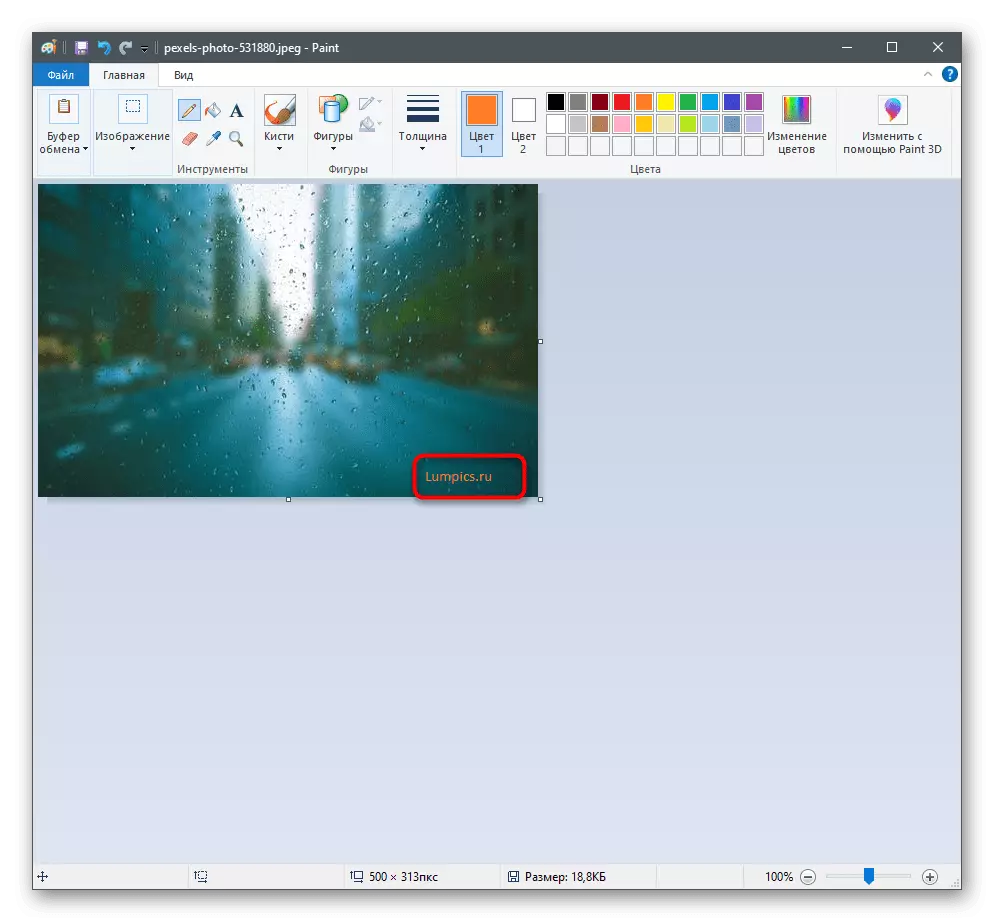 Framgångsrik användning av verktygstext för att införa ett inskriptionsfoto i färgprogrammet