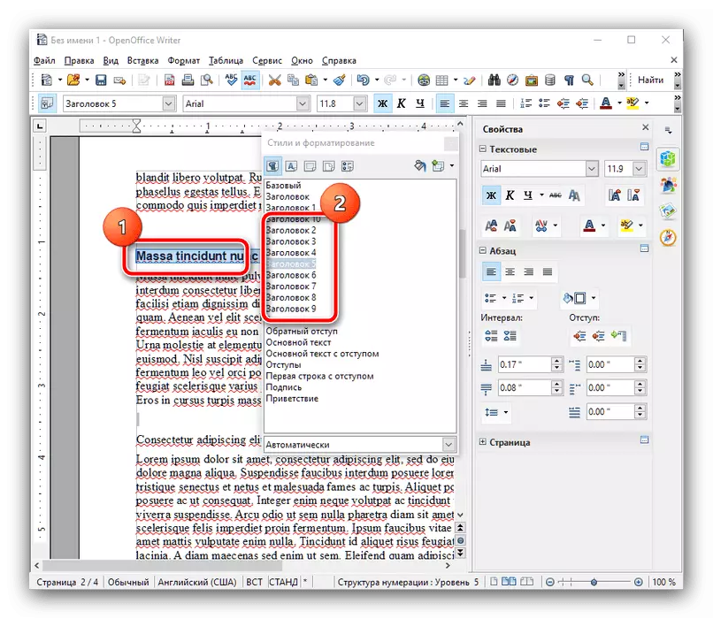 Tambah subheadings ing dokumen OpenOffice kanggo nggawe konten