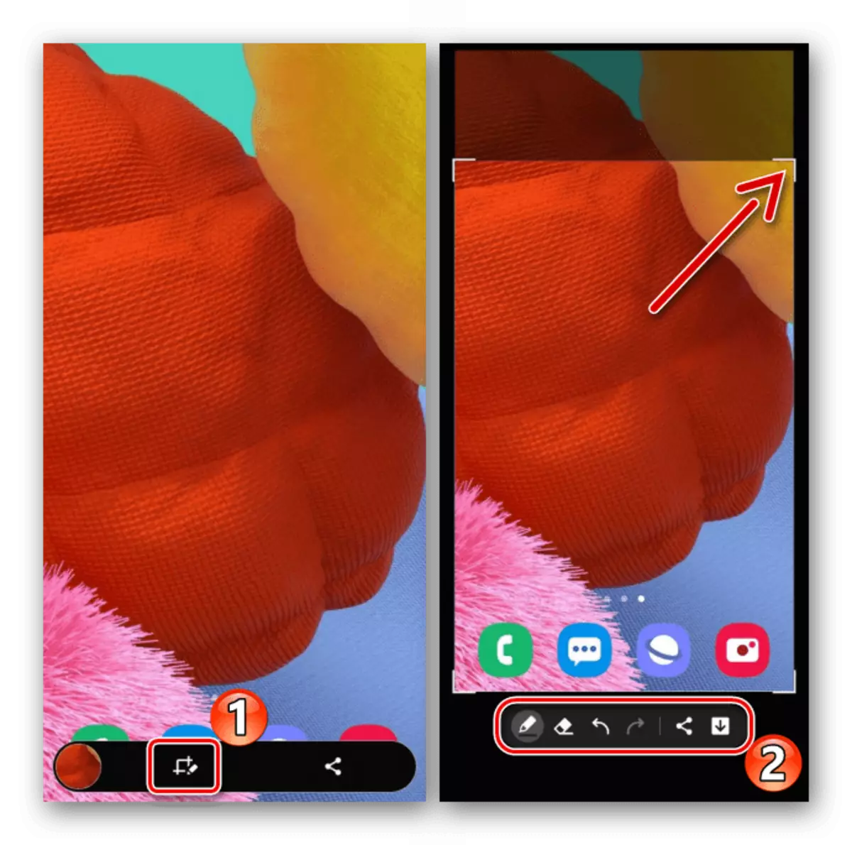 Samsung A51деги скриншотду түзөтүү