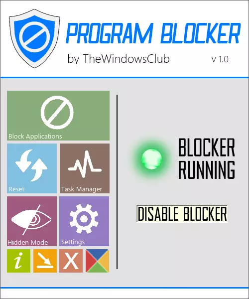 Programos blokavimo pagrindinis ekranas sąrašų blokavimo programas