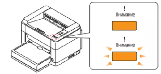 Проверка на индикаторот на трепкање за да го решите проблемот со копчето на печатачот Kyocera