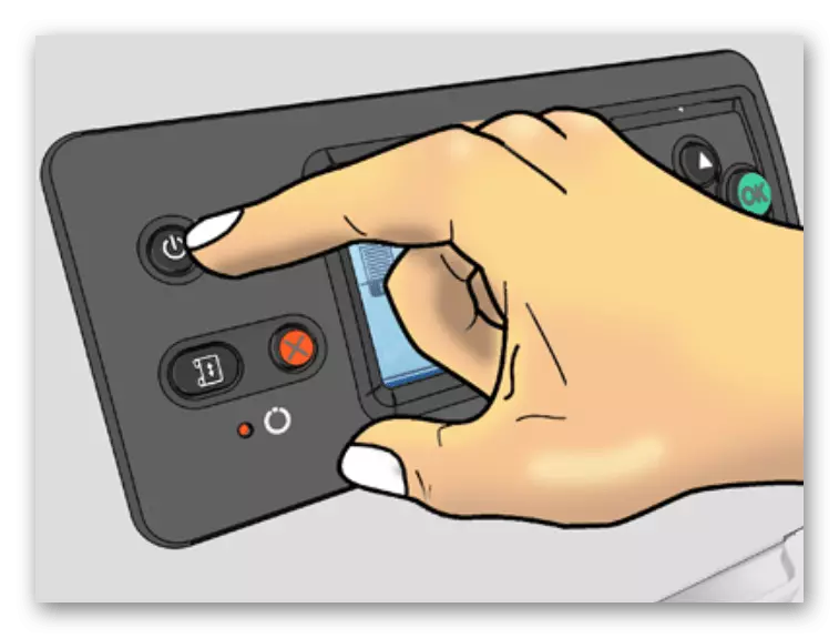 Օգտագործելով Power կոճակը `տպիչի խնդիրը լուծելու համար
