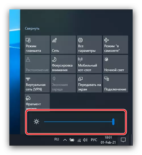 Ambil kesempatan daripada jalur kecerahan pada pemberitahuan Windows 10 untuk menyelesaikan masalah skrin jam pada komputer riba
