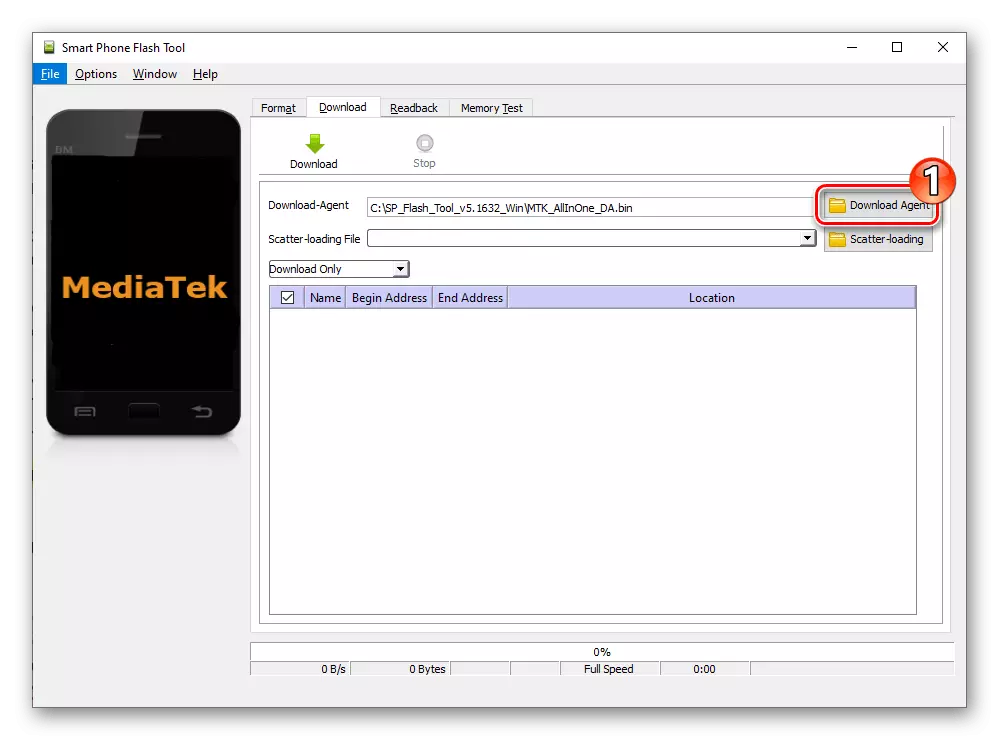 Meizu M5 Note загрузка файла Download Agent ў праграму SP Flash Tool
