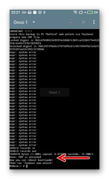 Meizu M5 Note Terminal Emulator Werk SH SH-script Unlocking Booter Volledig voltooid