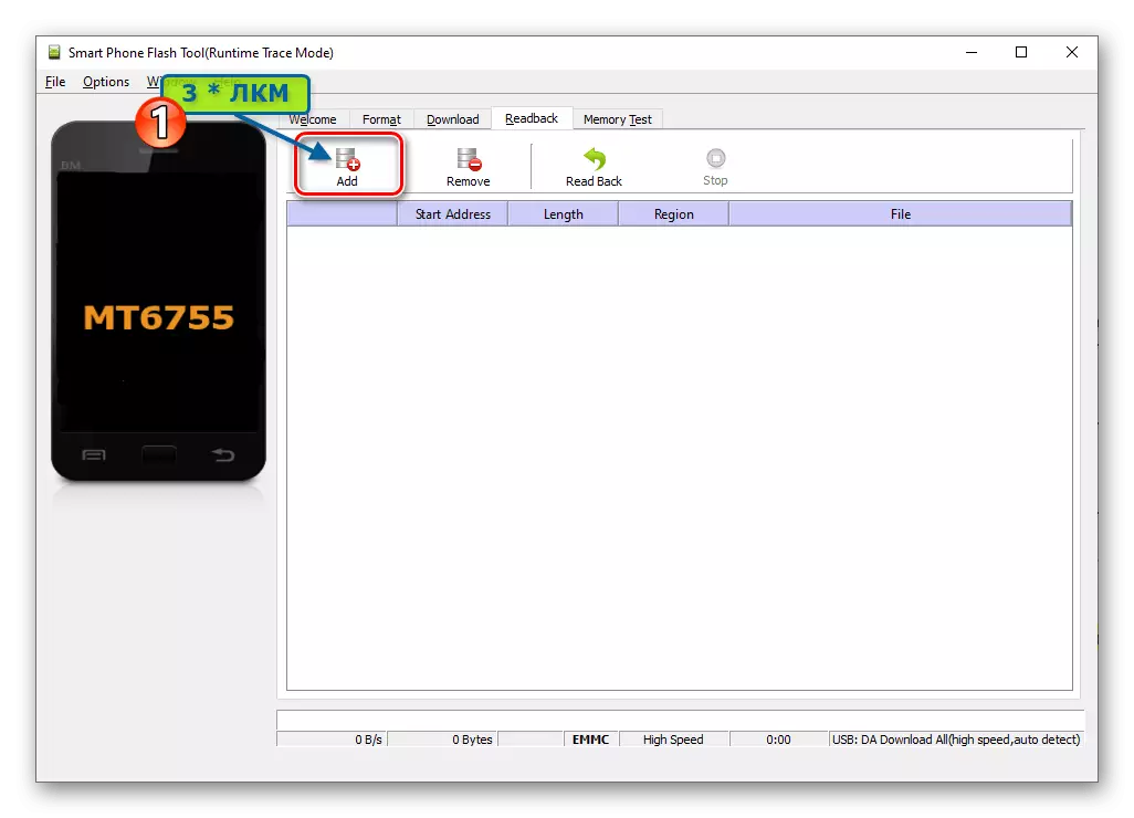 Meizu M5 Megjegyzés Flash Tool Smartphone részek hozzáadása a Biztonsági mentéshez a Readback fülön