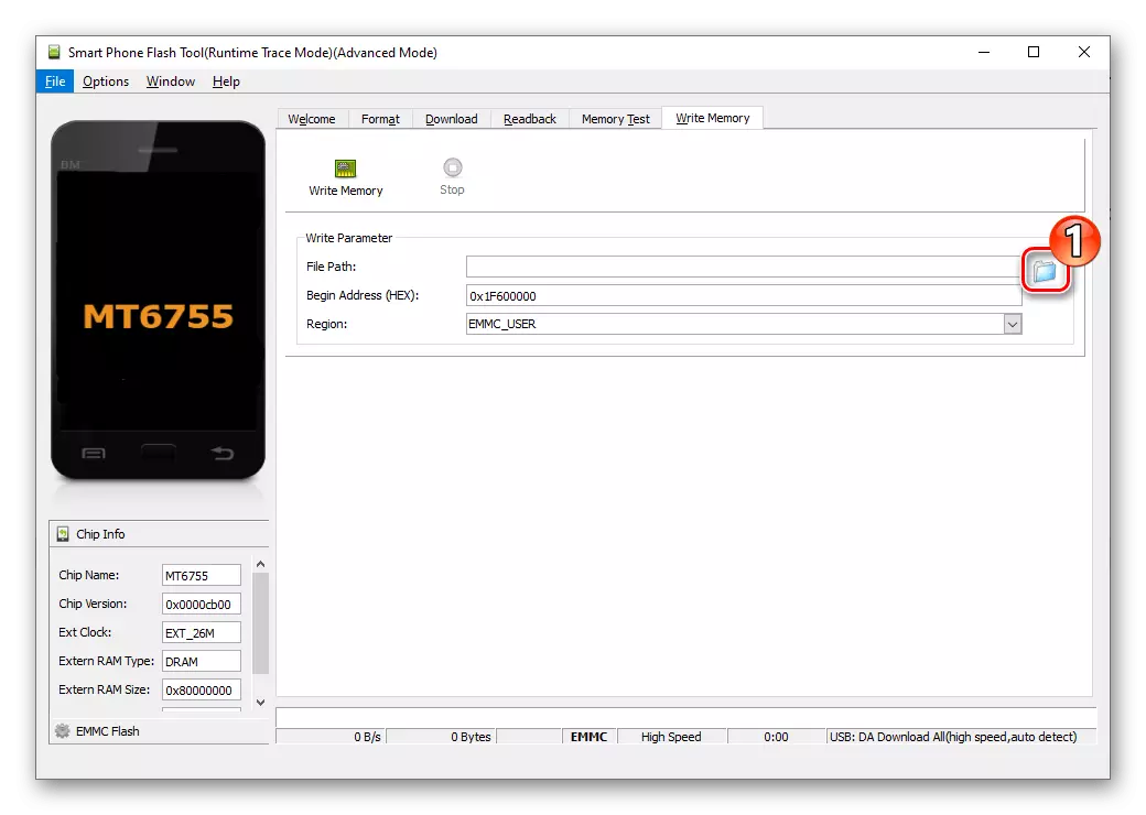 Meizu M5 Note SP SP Flash Tool Write Memory - Botón Descargar el botón del dispositivo de memoria Smartphone en el programa