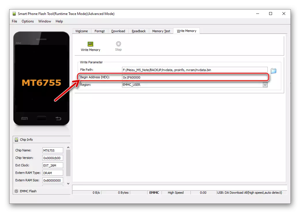Meizu M5 Note Sp Flash Tool Write Memory flipa - Byrjaðu attress Field