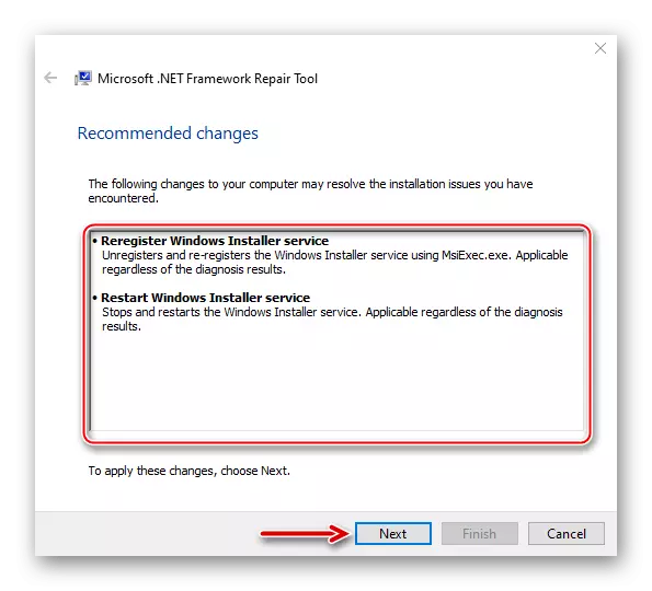 Սկսեք խնդիրների լուծման խնդիրներ զուտ Շրջանակների վերանորոգման գործիքում `Windows 10-ում« Բացառություն »սխալը վերացնելու համար