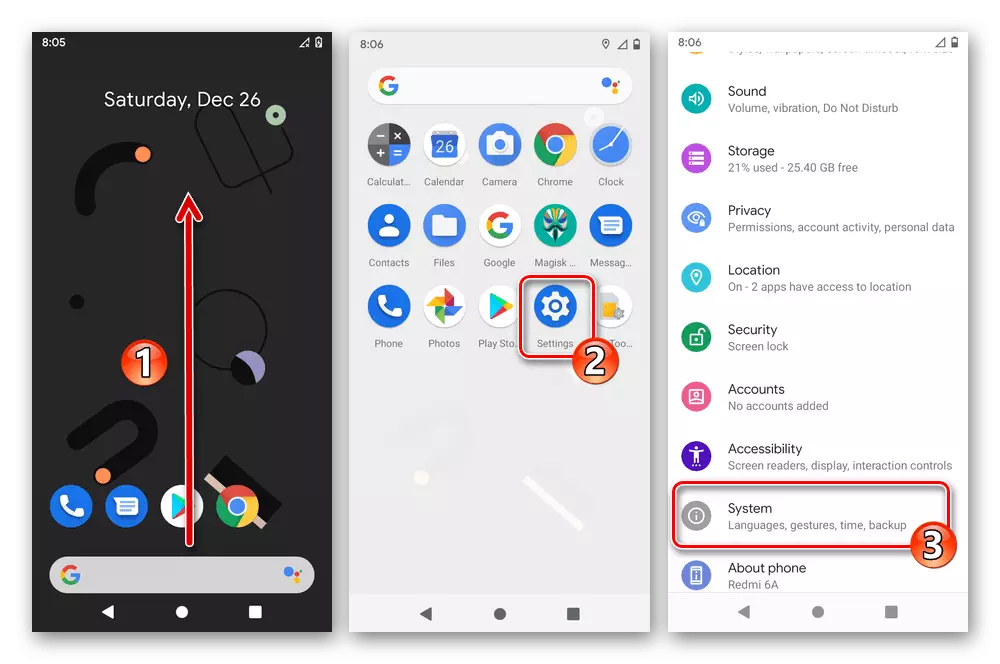 Xiaomi Redmi 6A Настройка GSI-прашыўкі Google Experience Android Q пасля першага запуску