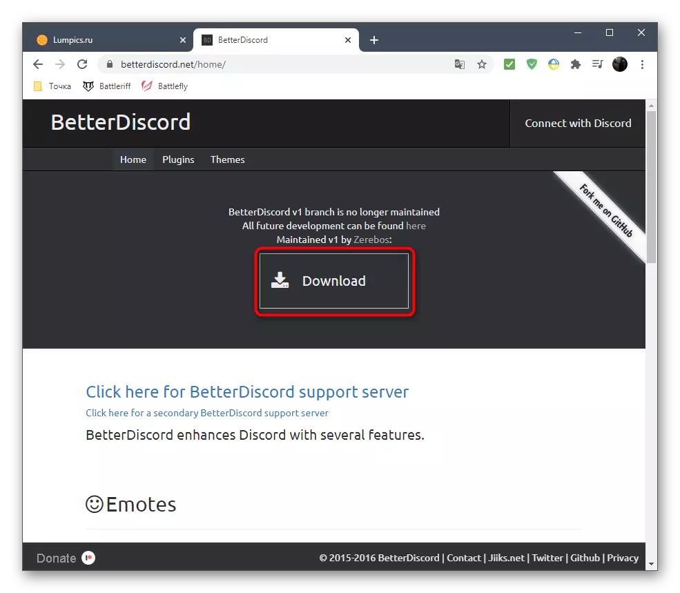 Du-te la descărcarea programului BetterDiscord pentru a instala o stare de schimbare în discor