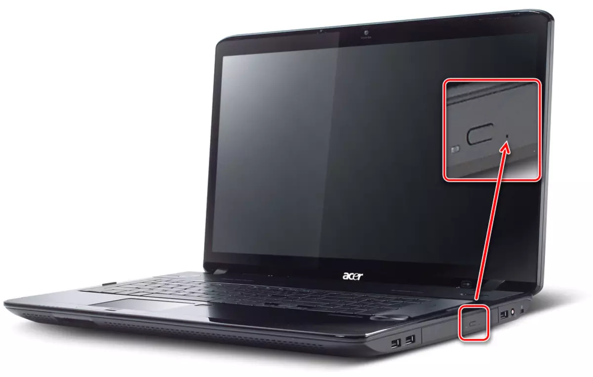 Fördjupad Diskupptäcktknapp på Acer-bärbar dator i fallet