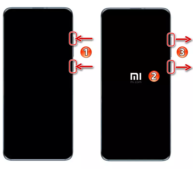 Xiaomi Miui როგორ შევა ქარხნის აღდგენის სმარტფონი VOL + და დენის აპარატურის ღილაკების გამოყენებით