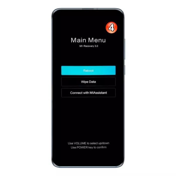 Xiaomi Miui - telefon pintar dalam mod pemulihan