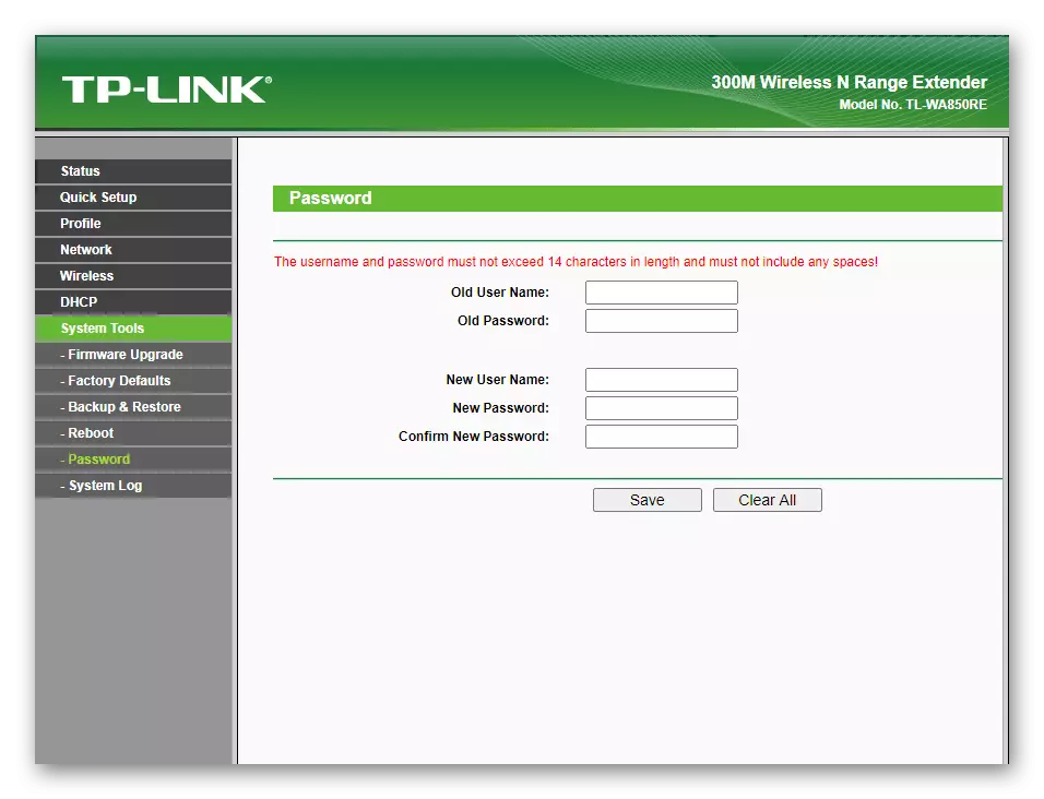 Käyttäjätunnuksen ja salasanan muuttaminen TP-LINK TL-WA850RE V1.2 Web -liitäntään