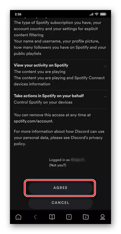 Geef de benodigde machtigingen voor Spotify in de Discord-applicatie voor Android