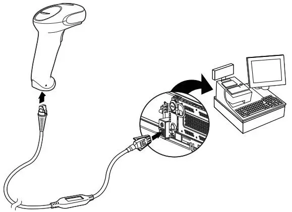Трет тип на поврзување на Honeywell Voyager 1450g скенер на компјутер или друг систем