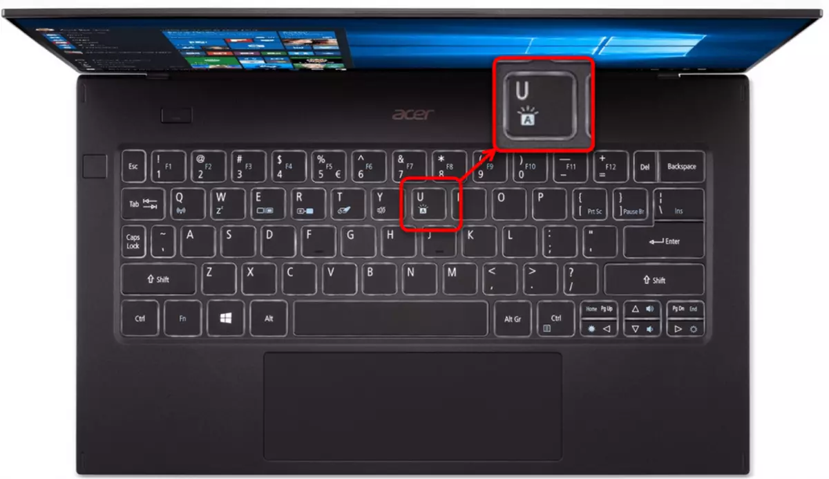 Esempio alternativo della retroilluminazione della tastiera sui laptop Acer Swift
