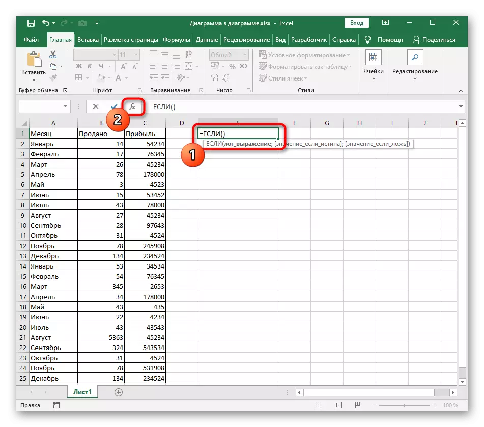 Գնացեք գործառույթի խմբագրման համար, եթե գովազդի Min Excel- ի համար `որպես տրամաբանական արտահայտություն