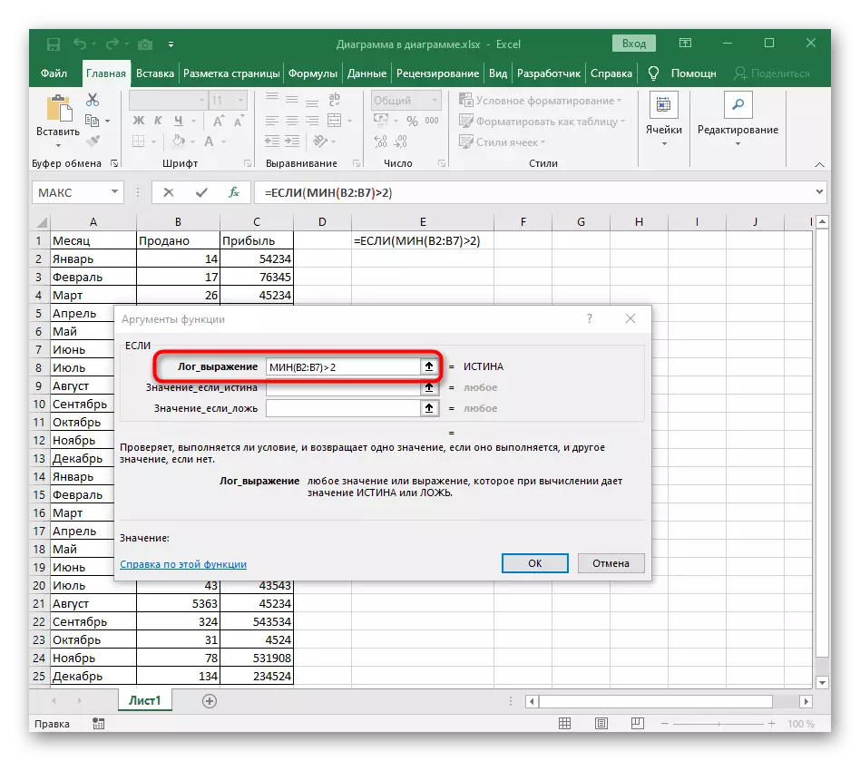 Excel- ում Mini գործառույթը օգտագործելիս տրամաբանական արտահայտության պայման ավելացնելը
