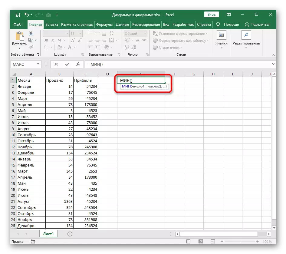 Excel- ում այն ​​գրելիս նոր խցում ականների գործառույթների հայտարարություն