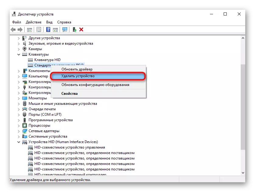 Sleutelbordverwydering item as toestelle van toestelbestuurder in Windows 10