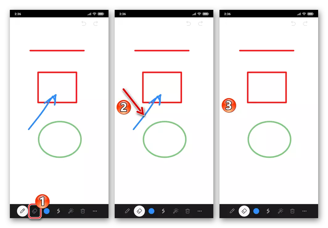 Přiblížení pro android pomocí nástroje guma při kreslení na vývěsku