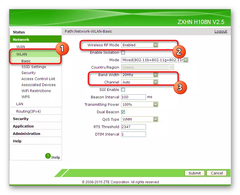 Преминете към основните настройки на маршрутизатора ZTE ZXHN H118N