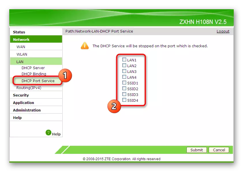 Valitse automaattisten vastaanottavien osoitteiden parametrit eri tyyppisille yhteyksille ZTE ZXHN H118N