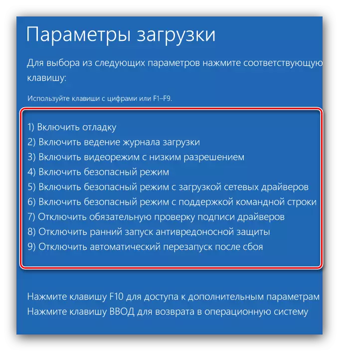Επιλογές εκκίνησης συστήματος στο παράθυρο Επιλογές ανάκτησης συστήματος στα Windows 10