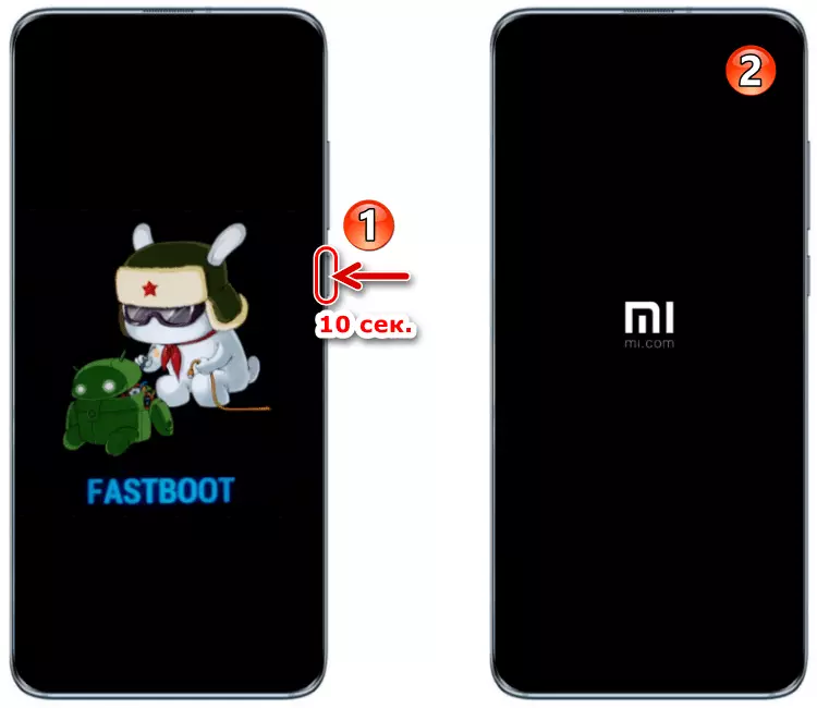 Tryb wyjścia Xiaomi Fastboot za pomocą przycisku zasilania