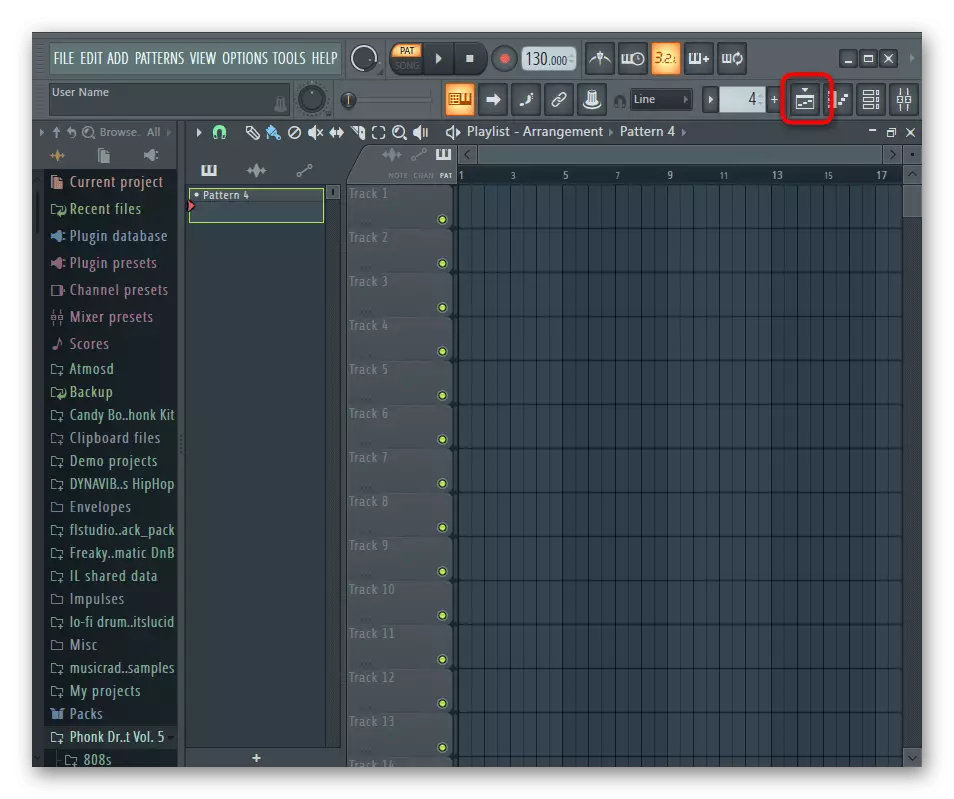 FL Studio програмыг ашиглан замыг холбодог тоглуулах жагсаалт бүхий цонхыг нээх