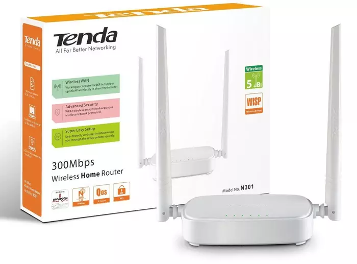 Tenda N301 라우터의 포장 풀기를 위해 컴퓨터에 연결하기 전에 컴퓨터에 연결하십시오.